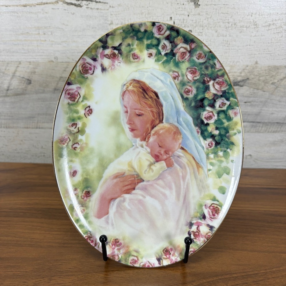 Vintage Madonna and Child Porcelain Serving Plate Shrine of our Lady 9" x 7"